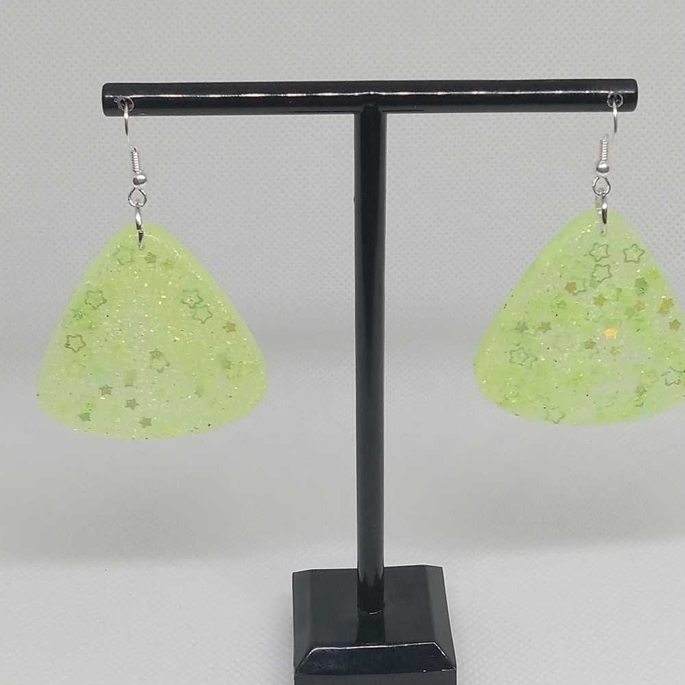 Hand Crafted Lime Green Star Earrings